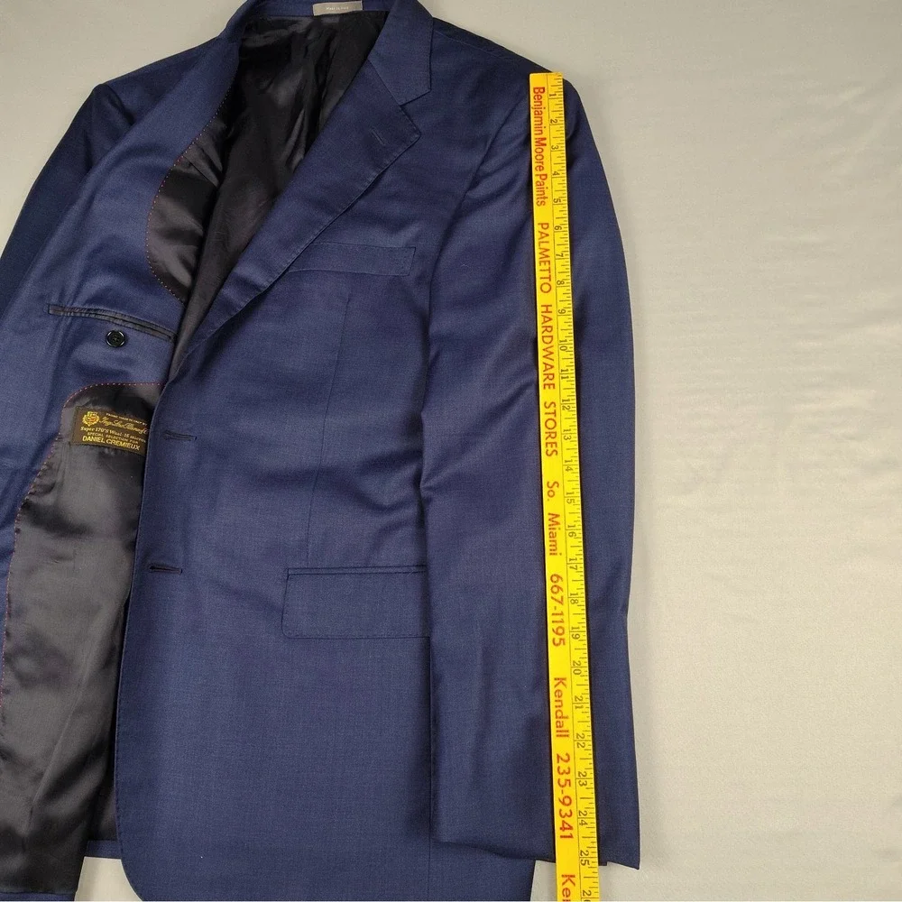 Daniel Cremieux Signature Loro Piana Super 170s Wool Silk 40R Blazer Italy Blue